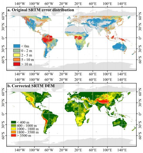 Corrected SRTM DEM