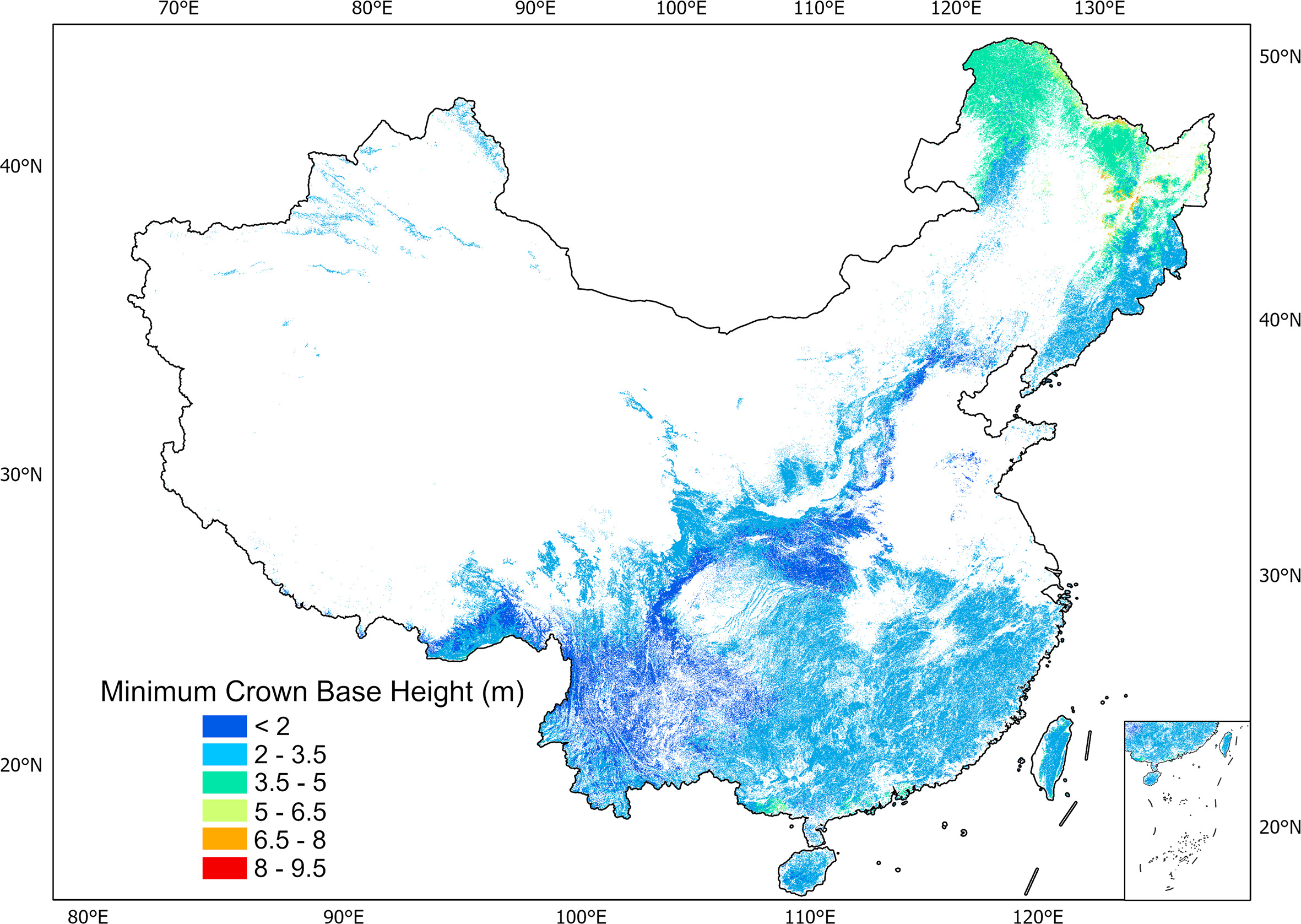 China forest crown base height